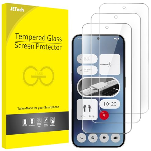 JETech Protector de Pantalla para Nothing Phone 2a / 2a Plus 6,7 Pulgadas, 9H Cristal Vidrio Templado, Anti-Scratch, HD Transparente, 3 Unidades