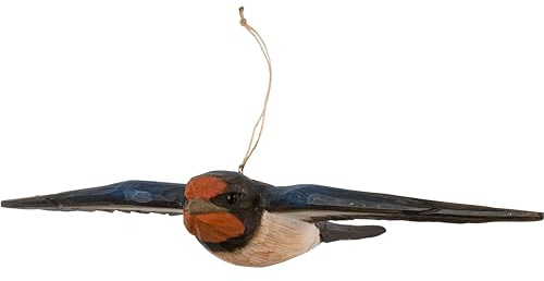WILDLIFEGARDEN WG4448 - DecoBird Fliegende Hausschwalbe - Handgeschnitzter Dekorative Vogel aus Holz - Fliegende Vögel