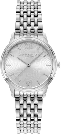 Olivia Burton Uhr mit DREI-Zeiger-Quarzwerk für Damen Kollektion Classic Swirl mit Silbernes Edelstahlarmband - 24000129