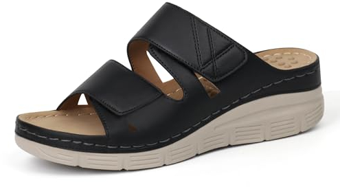 Ortho+rest Femme Sandales Arche Support Slide Orthopédique de Marche Orthopédiques Sandales(Black,40)