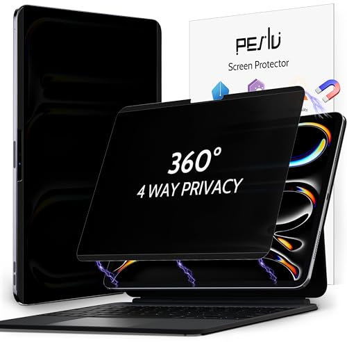 Peslv 4-Wege-Magnet-Sichtschutz für iPad Pro 13 Zoll 7. (2024, M4), 360° abnehmbar, Anti-Blaulicht-Blendung, Spionagefilter, hochempfindlich, blasenfrei, einfache Installation, schwarze