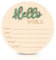 GEEHUA Meilensteinkarten Baby, Holzschild Personalisiert Ankündigungsschild, Hallo Welt Neugeborenes hölzernes Willkommensschild Babies Geburtsname Plaketten Geschenk für Babies(Grün)