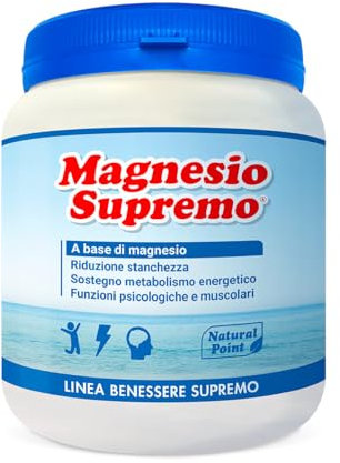 Nàtural Point MAGNESIO SUPREMO 300 GR - Antistress naturale, Stanchezza cronica - Senza Glutine, Senza Lattosio, Senza Allergeni