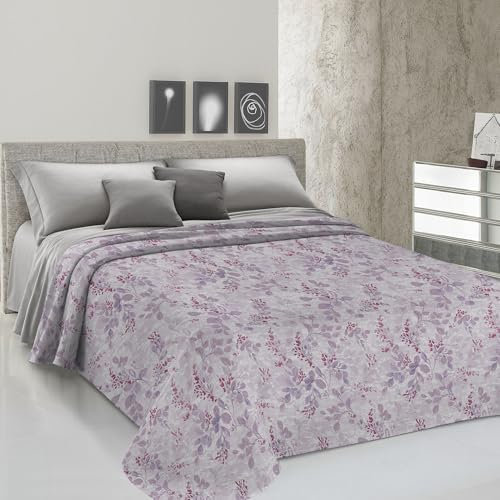 PENSIERI DELICATI Copriletto Matrimoniale 260 x 280 cm, Telo Singolo 100% Cotone Pique, Ideale Come Telo Arredo, Coperta Salva Letto 2 Piazze, Fantasia Vittoria Rosa, 100% Made in Italy
