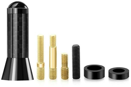 E-MAN 3.5cm Car Aerial Antenna – Universal Short Carbon Fibre Car Antenna | Replacement with Multiple Screws – Durable & Stylish Car Radio Antenna, Fits Ford, Audi, Toyota, VW, Honda, and More