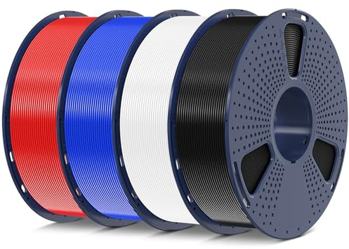 SUNLU PETG Filament 1.75mm 4KG Bundle, Strong PETG 3D Printer Filament 1.75mm, Fit for Most FDM 3D Printers, Individually Vacuum Packed, 4 Packs of 1KG Spools, 4KG in Total, Black+White+Blue+Red