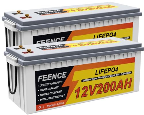 2 PACK of 200ah LiFePO4 AKKU, 12V 200Ah Lithium Batterie, Max. 5120Wh Energy Lithium-Batterie, 4000-15000 Zyklen Deep Cycle mit 200A BMS, für Wohnmobil, Solar, Marine, Boot, Off-Grid Anwendungen