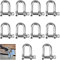 Grillete en forma de D, grillete con anilla en D de acero inoxidable 304, grillete de acero inoxidable M6, grillete en D, grillete en D de acero inoxidable, grillete con anilla en D recto, 10 piezas