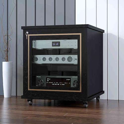 Medien Stereo-Kabinett Small Entertainment Center Speicherstandturm, Konsolenschränke Plattenspieler-Stand-Videospielregal für Living Gaming-Aufnahmebereich Audio-visuelle Regalkomponenten