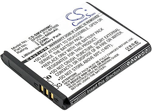 TollCor Batterie de rechange 600 mAh/3,7 V pour Samsung EC-MV900FBPWUS, MV900, MV900F, P/N : BP88B, EA-BP88B, PV-BP88B