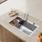 Fregadero cocina 1 seno acero inoxidable, Fregadero Encimera para empotrar con grifo, dispensador de jabón,Monomando con Ducha Extensible, para Agua fría o caliente,80 x 50x22 cm