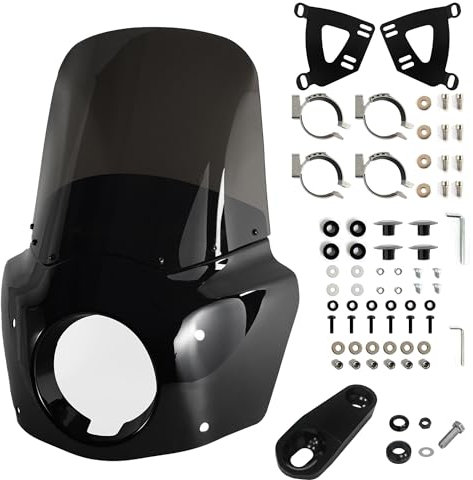 Motorcycle Fairing Windshield Kit, 5.75 Headlight Fairing 15 Smoked Motorbike Windscreen 35-41mm Forks Fit For Harley Iron 883 Sportster 1100 1200