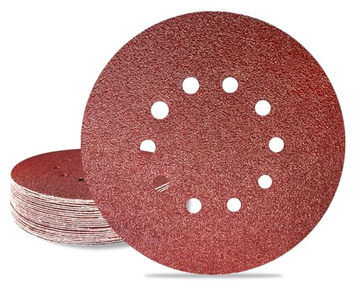 Meccion 225mm Sanding Disc 25 Pcs Grit P60 Sandpaper 10 Holes 9 Inch Hook and Loop Sander Discs for Drywall Sander, Sanding Giraffe