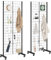Rebongki 2 Packs Grid Wall Panel Display Stand, Black Metal Display Rack With Wheels, Wreath Retail Rack, with 10 Hooks, Heavy Movable Gridwall Panels for Craft Art Fair Show