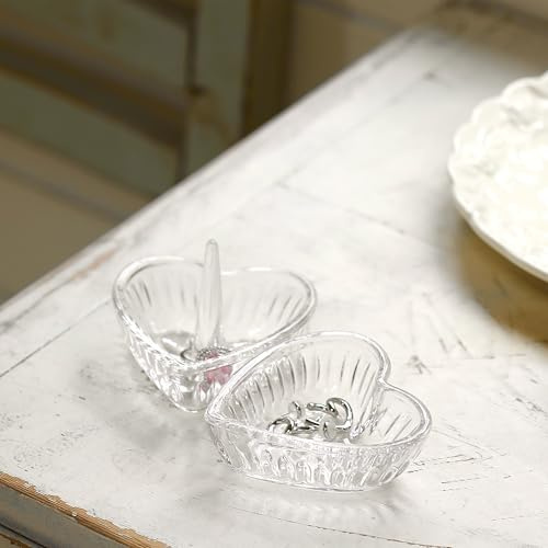 kanpura Kristall-Schmucktablett, 7,9 cm, 2 Stück, herzförmig, Schmuckschale, Ringtablett, Heimdekoration, für Damen, transparent