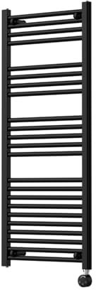 Companyblue 550mm Wide Black Electric Heated Towel Rail Radiator Flat Ladder for Stylish Bathroom (1200mm High)