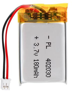 LiPo Akku 3,7V 180mAh 402030 mit JST-Kabel – Wiederaufladbarer Lithium Polymer Akku für Bluetooth-Lautsprecher, DIY-Projekte und Elektronikgeräte
