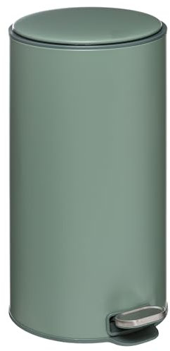 WELL HOME - Papelera / cubo de basura / contenedor de residuos con pedal 30L Retro verde delta