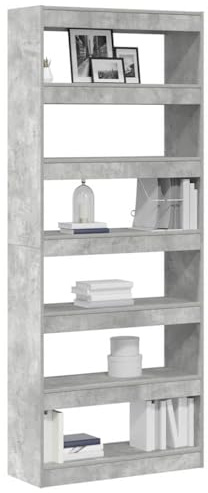 vidaXL Book Cabinet 6-Tier 80 x 30 x 198 cm Engineered Wood | Clean lines fit any décor style, Six decent-sized shelves for books and trinkets,