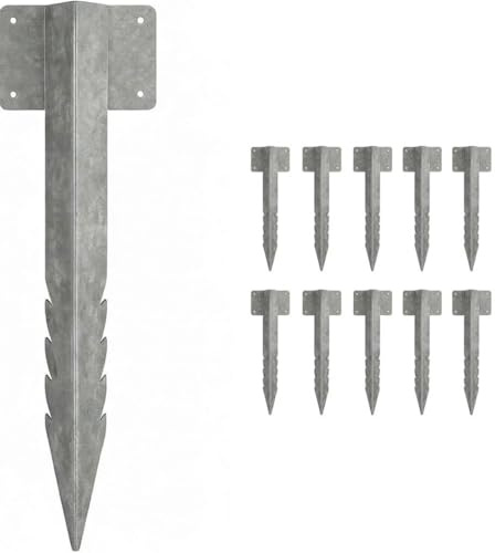 Pack of 10 Railway Sleeper Brackets, Long 16 Inch Metal Railway Sleeper Stakes for Garden Edging, Heavy Duty Galvanised Steel Garden Sleeper Brackets Fixings for Timber Beds, Driveway, Path Edging