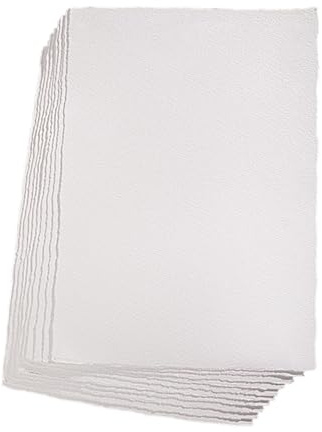 10 Blatt hochwertiges weißes Bütten-Kanten, Baumwollpapier, 300 g, Design für Künstler, Anfänger, Aquarellstift, Kohle-Techniken, dickes Baumwoll-Zellstoff-Kunstpapier