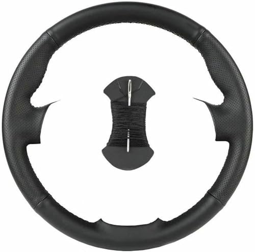 SXHLKJMF Selbstgenähter Lenkradbezug aus schwarzem Kunstleder für Renault Clio 3 2005 2006 2007 2008 2009 2010 2011 2012 2013