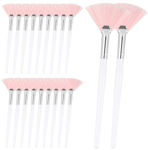Lot de 20 pinceaux en éventail rose pour le visage, applicateurs de masque facial, pinceaux ultra fins pour masque de boue, crème, soin de la peau, soins de la peau, esthéticienne