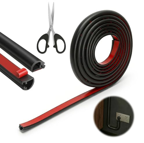 Mini Kabelkanal Selbstklebend Schwarz mit Schere – Flexibler Kabelkanal zum Kabel Verstecken, Flacher Kabelschacht & Kabelleiste für Wand, Boden und Fliesen, Kabeltunnel 3 m