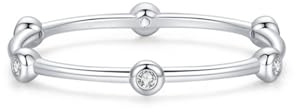 Ayoiow Dünn Ehering Verlobungsring für Damen mit Diamant, Verlobungsringe Eheringe, 14 Karat Weißgold Größe 56 (17.8)