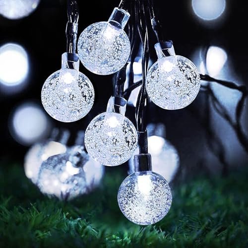 Lezonic Solar Garden Lights Outdoor,50LED 7M/23Ft String Lights Waterproof | 8 Modes Solar Powered Fairy Decorative Lighting for Indoor/Outdoor Home,Garden,Patio, Yard,Gazebo,Party,Festival (Cool White)