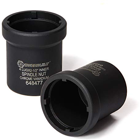 Powerbuilt 4er Spindelmutter-Socket, 63mm Innendurchmesser, 1,27cm Antrieb, Schwarz, Chrome Vanadium, Industriell, Linksgewinde, Grob, 1-Ton, Black Phosphate