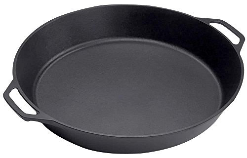 LI-GELISI Deepened flat-bottom cast iron frying pan, double-handle thickened uncoated old-fashioned iron pot, pancake and steak frying household multi-purpose large iron pot(24 inch)