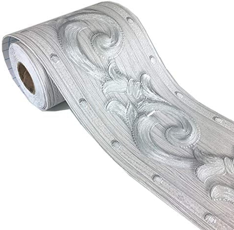 Elegante papel tapiz de moldura floral gris para el hogar, borde decorativo para baño, sala de estar, cocina, 10 cm por 5 metros