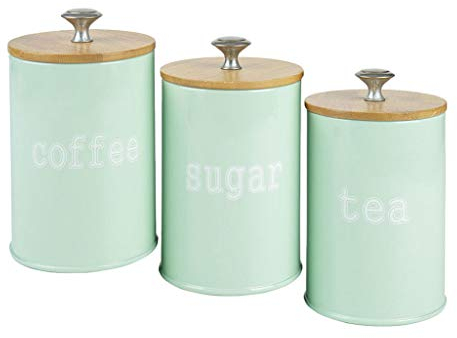 Fenteer Metal Sugar Coffee and Tea Tin Jar Container Candy Sealed Cans Storage Box, Set of 3