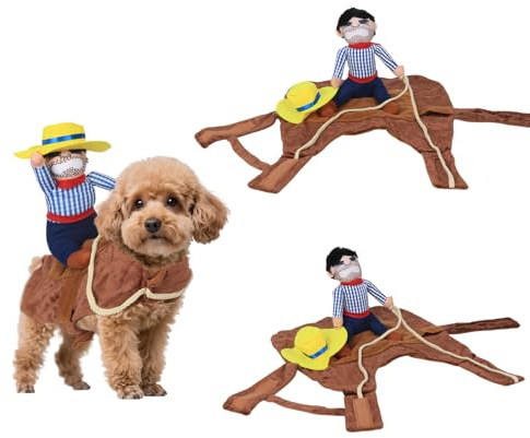 1PC Small Pet Costumes Dog Costumes Christmas Cowboy Dog Clothes, Pet Riding Transfiguration of Cowboy Rider Style for Xmas Decorations Pets Birthdays Festivals (L)