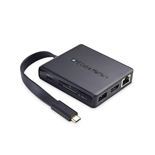 Cable Matters Hub USB C HDMI 4K, Charge 80 W, Lecteur de Carte UHS-I, 4 Ports USB, Gigabit Ethernet - Ports USB-C et Thunderbolt 3 compatibles avec Suface Pro 7, MacBook Pro, Dell XPS et Autres