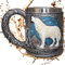 Deko Krug ''Wächter des Nordens'' - Weißer Wolf vor Sternenhimmel - 350ml - Höhe 10 cm- Fantasy Mystik Dekoration