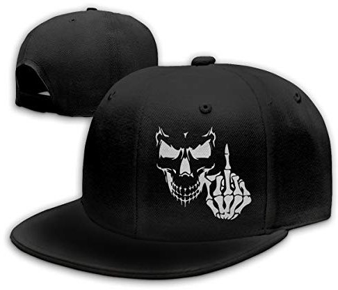 Unisex Baseballkappe mit Totenkopf, Mittelfinger, verstellbar, klassischer Vater, Unisex-Erwachsene Herren, schwarz, Einheitsgröße