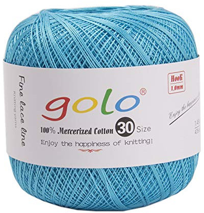 golo Häkelgarn 30 Strickgarn Garn zum Tätowieren für handgestricktes Häkelgarn Gewinde häkeln (Blauer See)