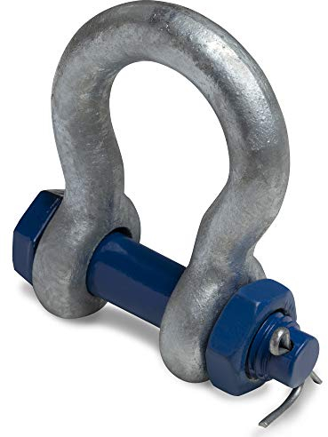 HEAVYTOOL Schäkel geschweift Stahl hochfest 1,0t mit Bolzen, Mutter und Splint (2 Stück) Schwerlastschäkel Industrie-Schäkel Rundschäkel Hochfester Bügelschäkel