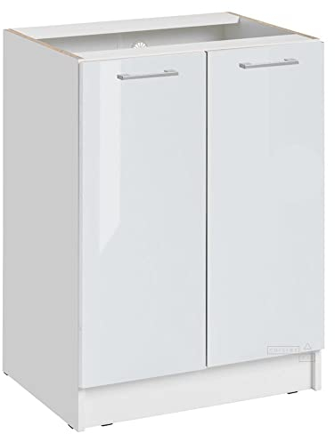 Cuisineandcie - Meuble bas de cuisine Eco Blanc Brillant 2 portes L 60 cm