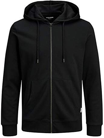 JACK & JONES Herren Hoodie Kapuzenpullover JJEBASIC Zip - Regular Fit Plussize, Größe:7XL, Farbe:Black 12182493