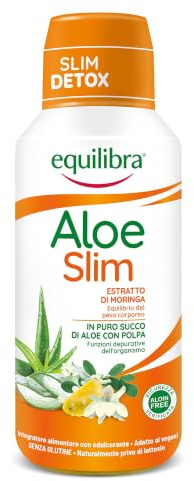 Equilibra Integratori Alimentari, Aloe Vera Slim, Integratore a Base di Aloe Vera ed Estratto di Semi di Moringa, per l'Equilibrio del Peso Corporeo, Arricchito con Succo d'Ananas, Bottiglia da 500 ml