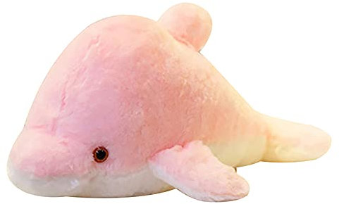 ikasus LED Plüsch-Delphinpuppe Kissen Plüschtier,Niedliche Leuchtende Delphinpuppe Stofftier Kuscheltier Plüsch Puppe für Jungen Mädchen Kinder,Kuschelkissen Stofftierpuppe WeihnachtenParty Dekokissen