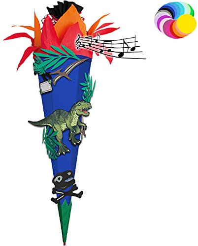 alles-meine.de GmbH Bastelset mit Sound - Schultüte Farbe & Größe wählbar 70/85 / 100 cm - Dinosaurier - Tyrannosaurus Rex - Farbe frei wählbar - Bastelschultüte - Zuckertü..