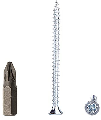 Lot de 250 vis à bois universelles en acier zingué 4,0 x 60 mm pour panneaux d'aggloméré Vis à tête fraisée PZ 250 4,0 x 60 mm