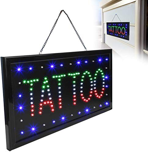 Tattoo Shop LED Schild, Tattoo Shop LED Leuchtreklamen, Tattoo Piercing Store Offenes Schild mit Kettenzubehör