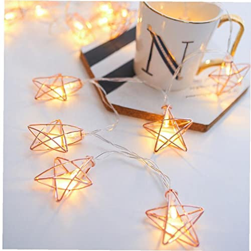 PiniceCore 1m Five-pointed Star Led Fairy Lights Metal Star Light Battery Powered Garland Light