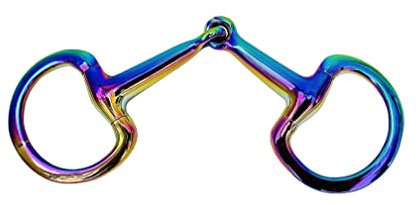 Lenza Pferde Bits Regenbogen Dünnes Mundgelenk Flachring Eggbutt Trense Bit (11 cm)