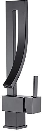 Robinet Salle De Bain Robinet Lavabo Pivotant À 360°, Style Moderne Noir Monocommande Laiton Mitigeur Lavabo Eau Chaude Et Froide Disponible, Robinetterie Vasque